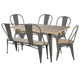 Lumisource Oregon 6-Piece Industrial-Farmhouse Dining Set in Grey and Brown