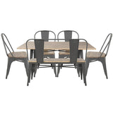 Lumisource Oregon 6-Piece Industrial-Farmhouse Dining Set in Grey and Brown