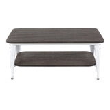 Lumisource Oregon Industrial Coffee Table in Vintage White Metal & Espresso Wood-Pressed Grain Bamboo
