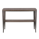 Lumisource Oregon Industrial Console Table in Antique Metal and Espresso Wood-Pressed Grain Bamboo