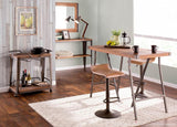 Lumisource Oregon Industrial Console Table in Matte Grey Metal And Wood-pressed Grain Bamboo