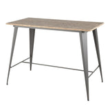 Lumisource Oregon Industrial Counter Table in Grey and Bamboo