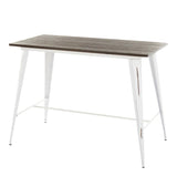 Lumisource Oregon Industrial Counter Table in Vintage White and Espresso