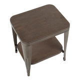 Lumisource Oregon Industrial End Table in Antique Metal and Espresso Wood-Pressed Grain Bamboo