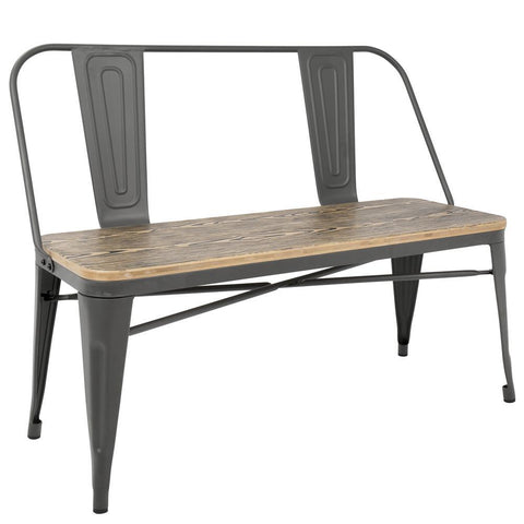 Lumisource Oregon Industrial-Farmhouse Bench in Grey and Brown