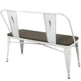 Lumisource Oregon Industrial-Farmhouse Bench in Vintage White and Espresso