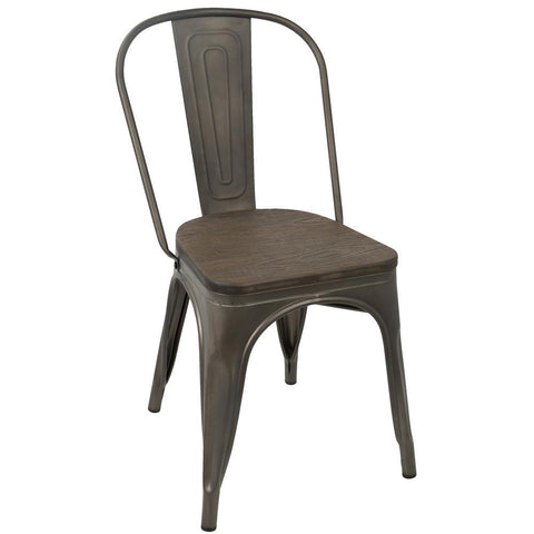 Lumisource Oregon Industrial-Farmhouse Stackable Dining Chair in Antique and Espresso - Set of 2