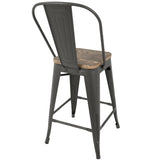 Lumisource Oregon Industrial High Back Counter Stool in Grey and Brown - Set of 2