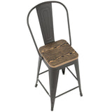 Lumisource Oregon Industrial High Back Counter Stool in Grey and Brown - Set of 2
