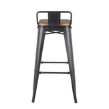 Lumisource Oregon Industrial Low Back Barstool in Black Metal and Wood-Pressed Grain Bamboo - Set of 2