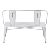 Lumisource Oregon Industrial Metal Dining/Entryway Bench with Distressed Vintage White Finish