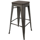 Lumisource Oregon Industrial Stackable Barstool in Antique and Espresso - Set of 2