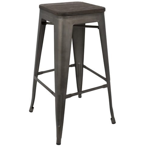 Lumisource Oregon Industrial Stackable Barstool in Antique and Espresso - Set of 2