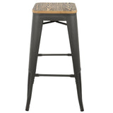 Lumisource Oregon Industrial Stackable Barstool in Grey and Brown - Set of 2