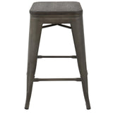 Lumisource Oregon Industrial Stackable Counter Stool in Antique and Espresso - Set of 2