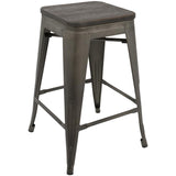 Lumisource Oregon Industrial Stackable Counter Stool in Antique and Espresso - Set of 2