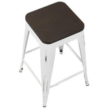 Lumisource Oregon Industrial Stackable Counter Stool in Vintage White and Espresso - Set of 2