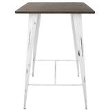 Lumisource Oregon Industrial Table in Vintage White and Espresso LumiSource