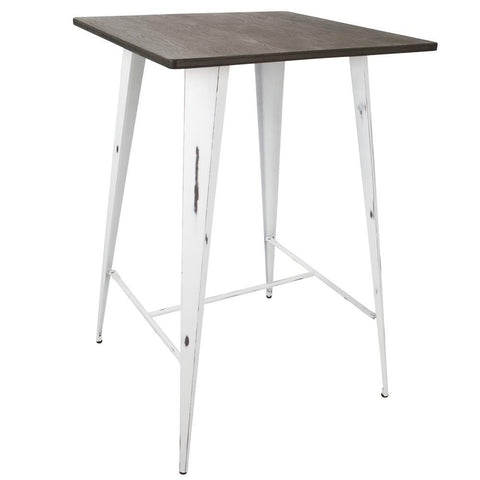 Lumisource Oregon Industrial Table in Vintage White and Espresso LumiSource