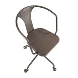 Lumisource Oregon Industrial Task Chair in Antique Metal and Espresso Wood-Pressed Grain Bamboo