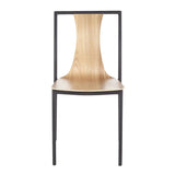 Lumisource Osaka Contemporary Chair in Black Metal and Natural Wood - Set of 4