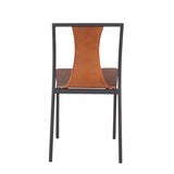 Lumisource Osaka Contemporary Chair in Black Metal and Walnut Wood - Set of 4