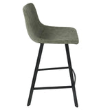 Lumisource Outlaw Industrial Counter Stool in Black with Green Faux Leather - Set of 2