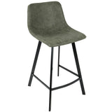 Lumisource Outlaw Industrial Counter Stool in Black with Green Faux Leather - Set of 2