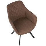Lumisource Outlaw Industrial Dining/Accent Chair in Brown Faux Leather - Set of 2