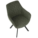 Lumisource Outlaw Industrial Dining/Accent Chair in Green Faux Leather - Set of 2