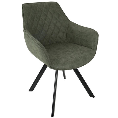 Lumisource Outlaw Industrial Dining/Accent Chair in Green Faux Leather - Set of 2