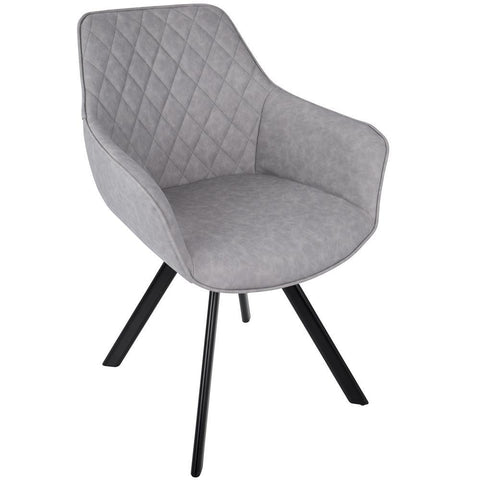 Lumisource Outlaw Industrial Dining/Accent Chair in Grey Faux Leather - Set of 2