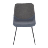 Lumisource Outlaw Industrial Two-Tone Chair in Black Metal with Blue Faux Leather and Grey Fabric - Set of 2
