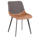 Lumisource Outlaw Industrial Two-Tone Chair in Brown Faux Leather and Grey Fabric - Set of 2