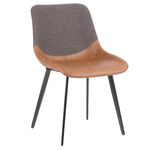 Lumisource Outlaw Industrial Two-Tone Chair in Brown Faux Leather and Grey Fabric - Set of 2