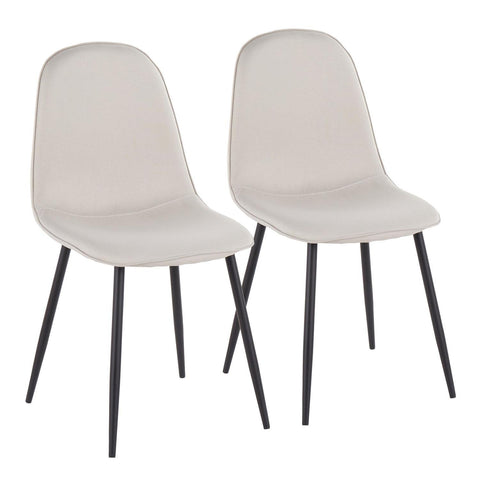 Lumisource Pebble Contemporary Chair in Black Steel and Beige Fabric - Set of 2
