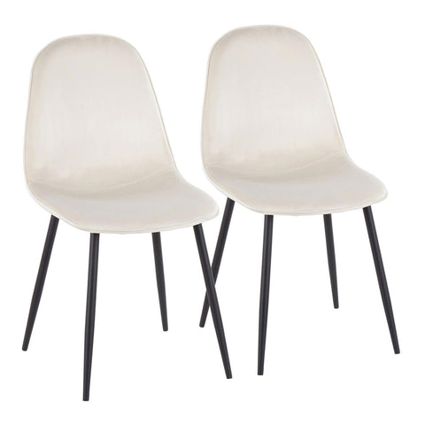 Lumisource Pebble Contemporary Chair in Black Steel and Cream Velvet - Set of 2