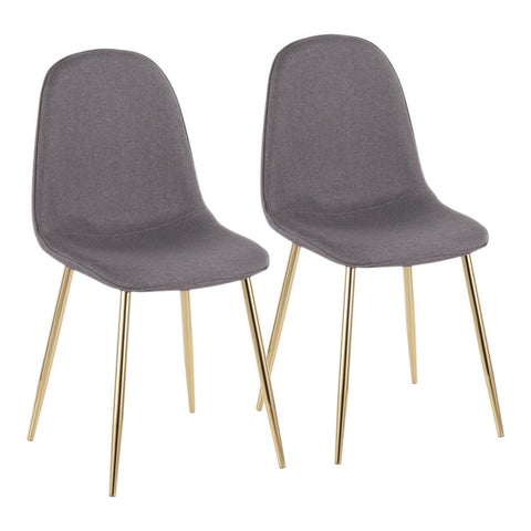 Lumisource Pebble Contemporary Chair in Gold Steel and Charcoal Fabric - Set of 2