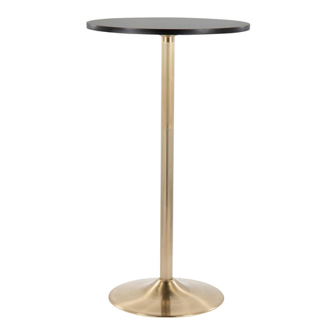 Lumisource Pebble Contemporary/Glam Adjustable Dining to Bar Table in Gold Metal and Black Wood