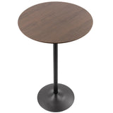 Lumisource Pebble Mid-Century Modern Adjustable Bar/Counter Table in Walnut and Black