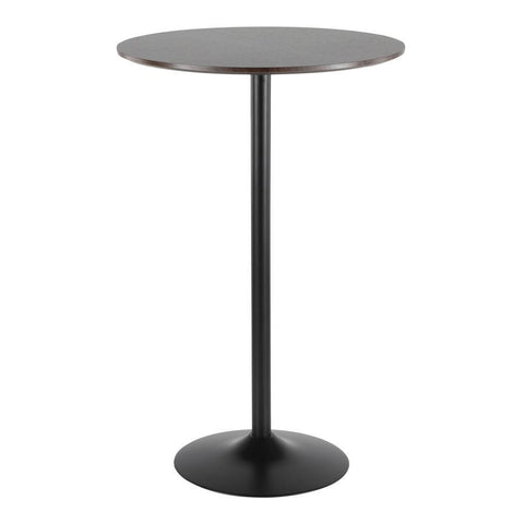Lumisource Pebble Mid-Century Modern Adjustable Dining to Bar Table in Black Metal and Espresso