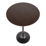 Lumisource Pebble Mid-Century Modern Adjustable Dining to Bar Table in Black Metal and Espresso