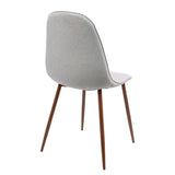 Lumisource Pebble Mid-Century Modern Dining/Accent Chair in Walnut and Grey Fabric - Set of 3