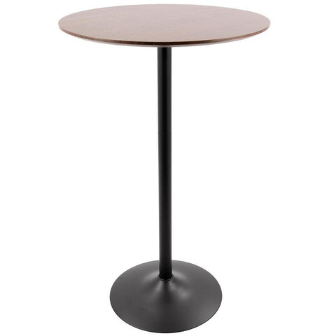 Lumisource Pebble Mid-Century Modern Table Adjusts From Dining To Bar in Walnut and Black