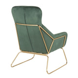 Lumisource Penelope Contemporary Lounge Chair in Gold Metal and Green Velvet
