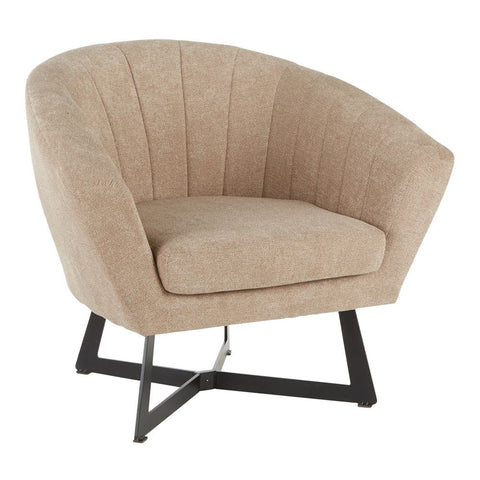 Lumisource Portman Contemporary Club Chair in Black Metal and Beige Fabric