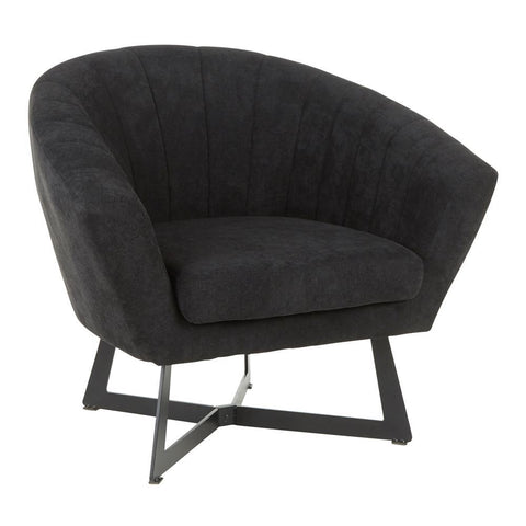 Lumisource Portman Contemporary Club Chair in Black Metal and Black Fabric