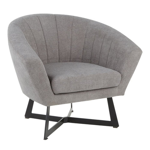 Lumisource Portman Contemporary Club Chair in Black Metal and Grey Fabric