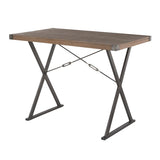 Lumisource Prep Industrial Counter Table in Antique Metal and Brown Wood-Pressed Grain Bamboo