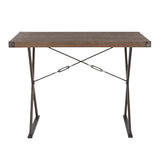 Lumisource Prep Industrial Counter Table in Antique Metal and Brown Wood-Pressed Grain Bamboo